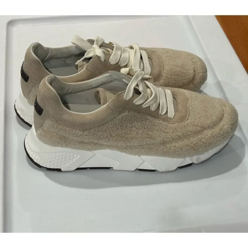 🧸PESERICO Leather and Shearling Sneakers